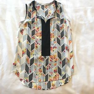 CAbi | women’s size xs floral and black blouse